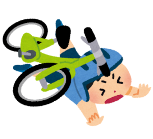 転ぶ自転車のイラスト